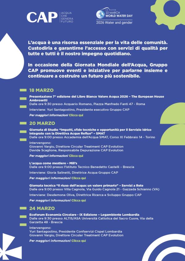 Giornata Mondiale dell’Acqua 2026 Gruppo CAP