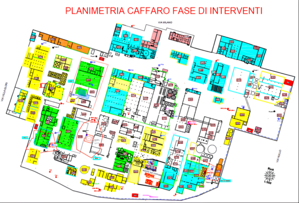 Planimetria delle fasi di intervento nell’area dello stabilimento Caffaro