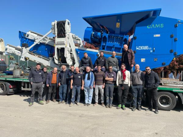 Cams team with the brand new machine ready to leave for Bauma