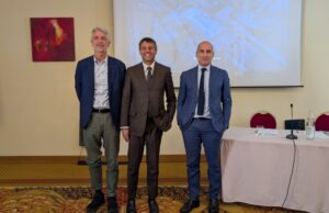 Htr annuncia l’apertura dell’impianto Coseco per i rifiuti sanitari Da sinistra Vincenzo Maria Cozzoli Gianluca Morelli Matteo Bettoja