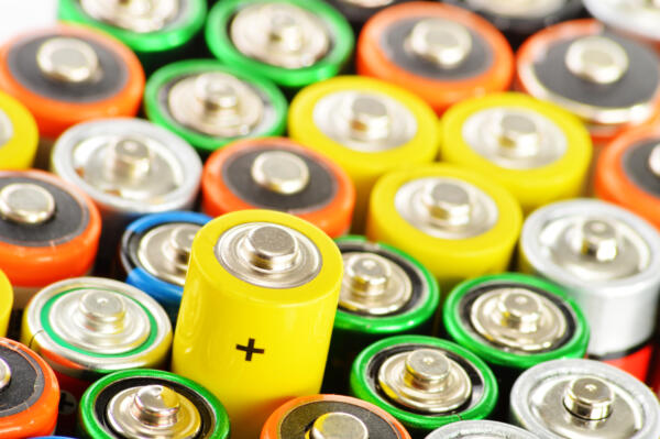 Composition with alkaline batteries. Chemical waste