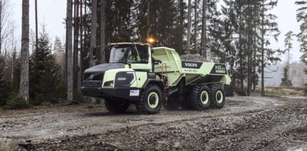 The Volvo HX04 is the world's first articulated hauler hydrogen fuel cell prototype