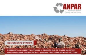 Allarme decreto EOW inerti: subito un tavolo di verifica eow inerti allarme anpar
